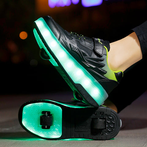 Universal trend casual shoes for boys and girls casual running shoes with lights for students detachable roller skates