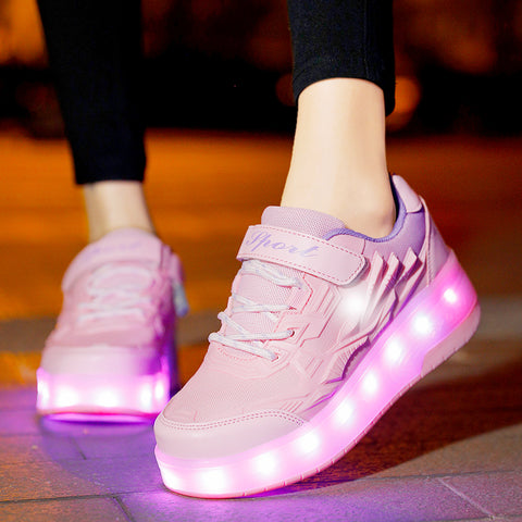 Universal trend casual shoes for boys and girls casual running shoes with lights for students detachable roller skates