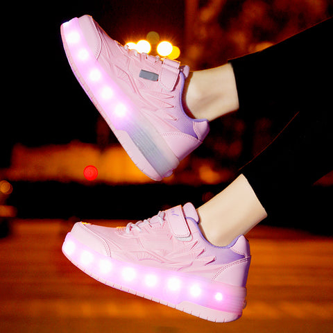 Universal trend casual shoes for boys and girls casual running shoes with lights for students detachable roller skates