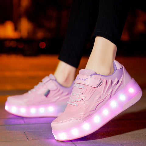 Universal trend casual shoes for boys and girls casual running shoes with lights for students detachable roller skates