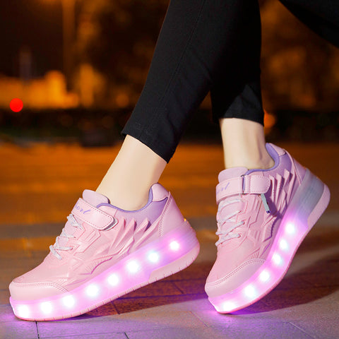 Universal trend casual shoes for boys and girls casual running shoes with lights for students detachable roller skates