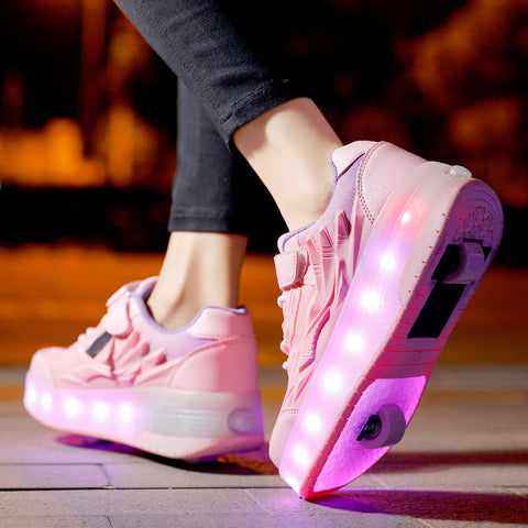 Universal trend casual shoes for boys and girls casual running shoes with lights for students detachable roller skates