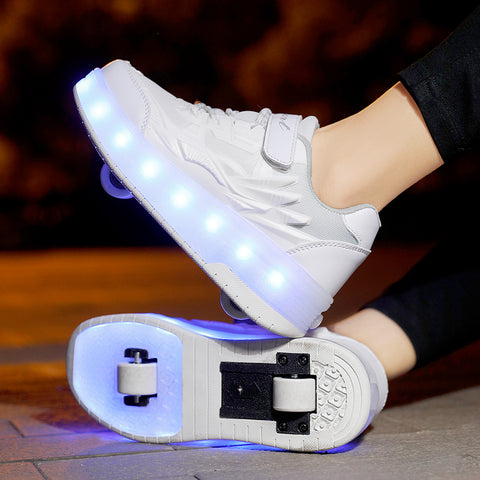 Universal trend casual shoes for boys and girls casual running shoes with lights for students detachable roller skates