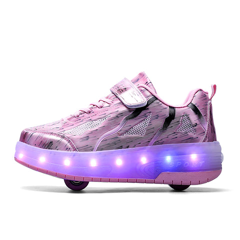 Universal trend casual shoes for boys and girls casual running shoes with lights for students detachable roller skates