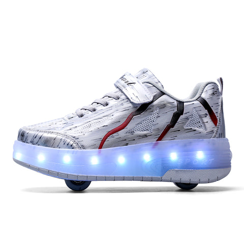 Universal trend casual shoes for boys and girls casual running shoes with lights for students detachable roller skates