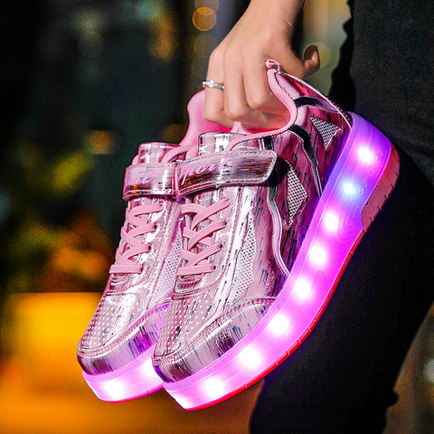 Universal trend casual shoes for boys and girls casual running shoes with lights for students detachable roller skates