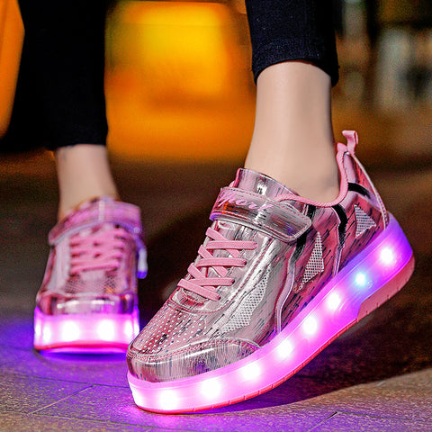 Universal trend casual shoes for boys and girls casual running shoes with lights for students detachable roller skates