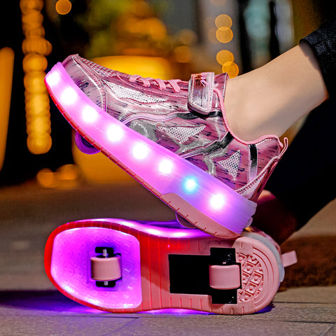 Universal trend casual shoes for boys and girls casual running shoes with lights for students detachable roller skates