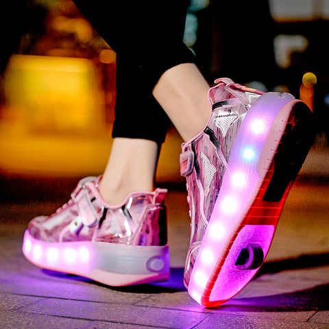 Universal trend casual shoes for boys and girls casual running shoes with lights for students detachable roller skates
