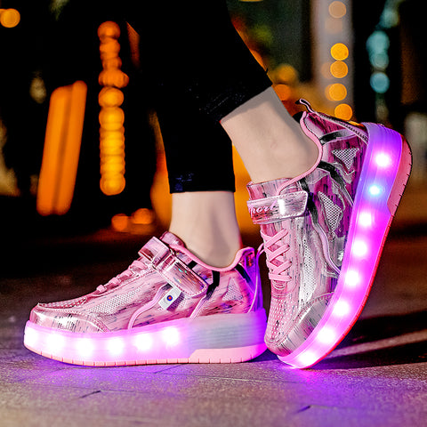 Universal trend casual shoes for boys and girls casual running shoes with lights for students detachable roller skates