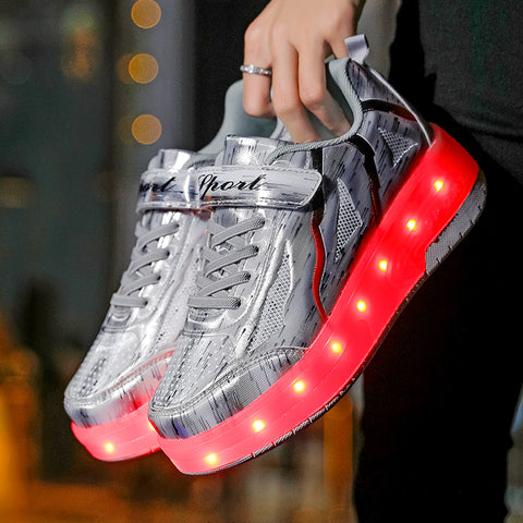 Universal trend casual shoes for boys and girls casual running shoes with lights for students detachable roller skates