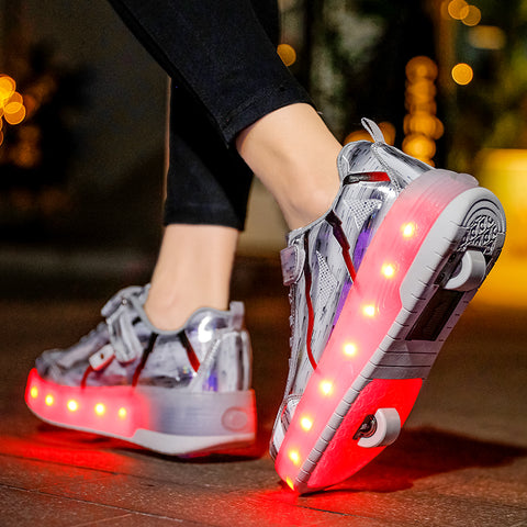 Universal trend casual shoes for boys and girls casual running shoes with lights for students detachable roller skates