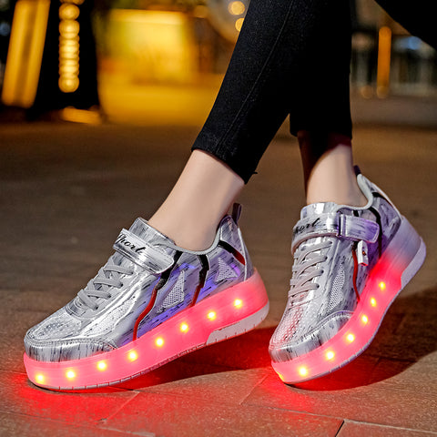 Universal trend casual shoes for boys and girls casual running shoes with lights for students detachable roller skates