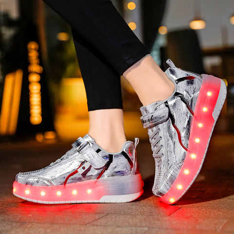 Universal trend casual shoes for boys and girls casual running shoes with lights for students detachable roller skates