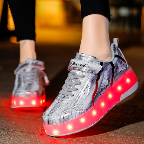 Universal trend casual shoes for boys and girls casual running shoes with lights for students detachable roller skates