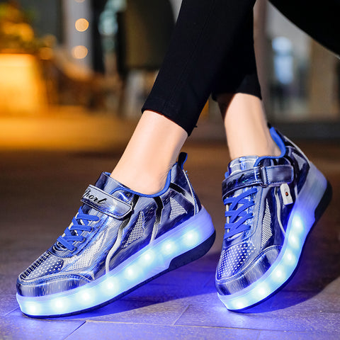 Universal trend casual shoes for boys and girls casual running shoes with lights for students detachable roller skates