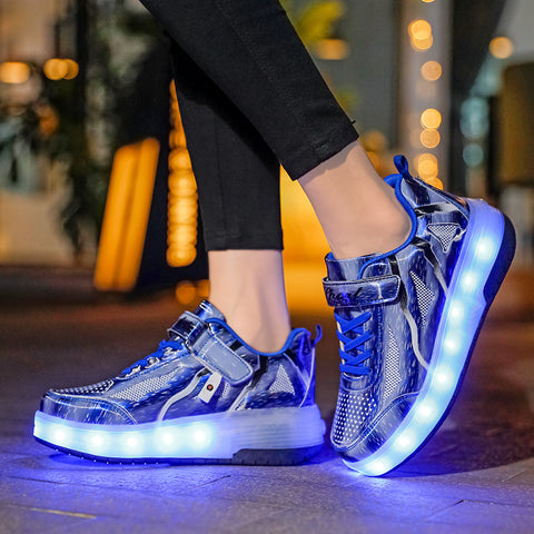 Universal trend casual shoes for boys and girls casual running shoes with lights for students detachable roller skates