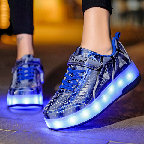 Universal trend casual shoes for boys and girls casual running shoes with lights for students detachable roller skates