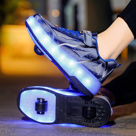 Universal trend casual shoes for boys and girls casual running shoes with lights for students detachable roller skates