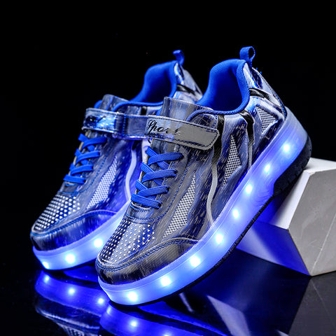 Universal trend casual shoes for boys and girls casual running shoes with lights for students detachable roller skates
