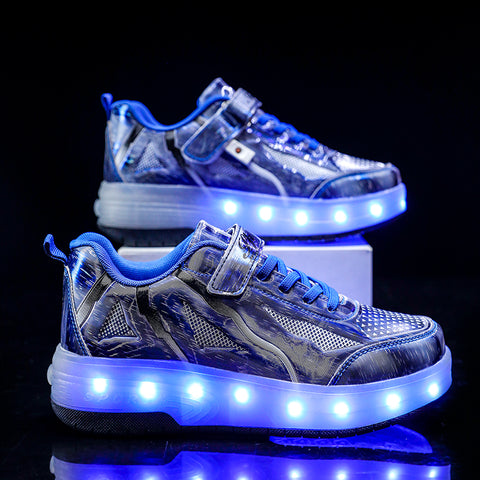 Universal trend casual shoes for boys and girls casual running shoes with lights for students detachable roller skates