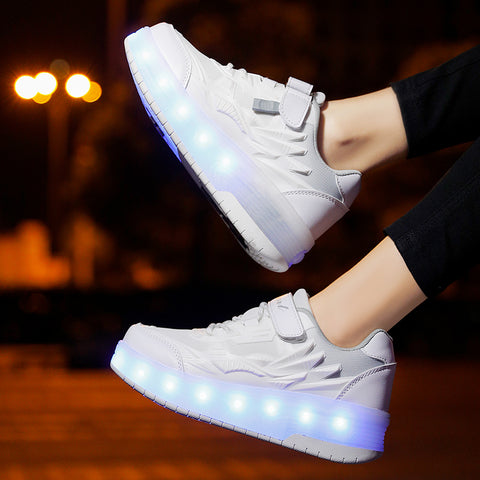 Universal trend casual shoes for boys and girls casual running shoes with lights for students detachable roller skates