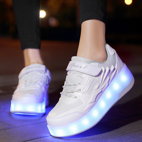 Universal trend casual shoes for boys and girls casual running shoes with lights for students detachable roller skates