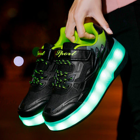 Universal trend casual shoes for boys and girls casual running shoes with lights for students detachable roller skates
