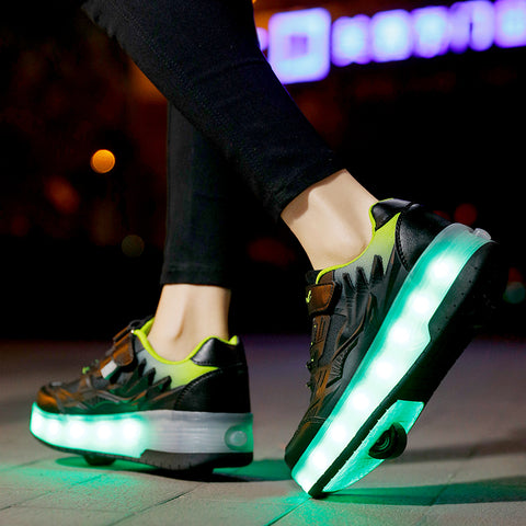 Universal trend casual shoes for boys and girls casual running shoes with lights for students detachable roller skates
