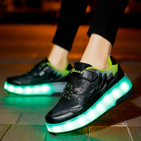 Universal trend casual shoes for boys and girls casual running shoes with lights for students detachable roller skates