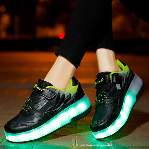 Universal trend casual shoes for boys and girls casual running shoes with lights for students detachable roller skates