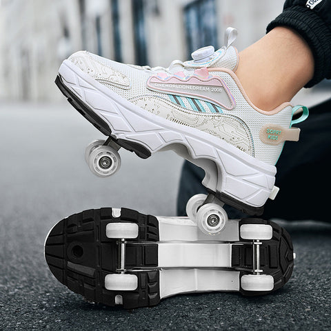 Roller skates, deformable shoes, four-wheel dual-purpose roller skates, double-row roller skates, ice skates