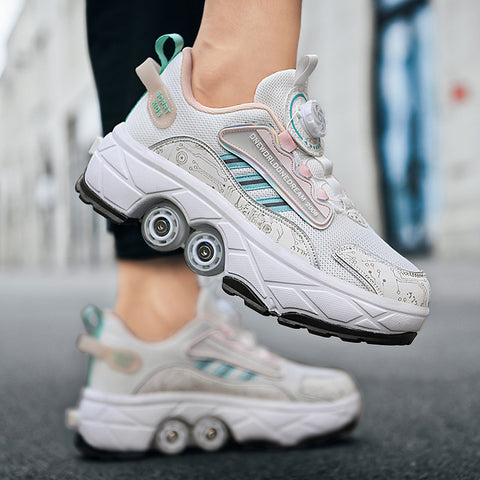Roller skates, deformable shoes, four-wheel dual-purpose roller skates, double-row roller skates, ice skates