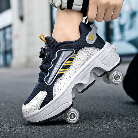 Roller skates, deformable shoes, four-wheel dual-purpose roller skates, double-row roller skates, ice skates