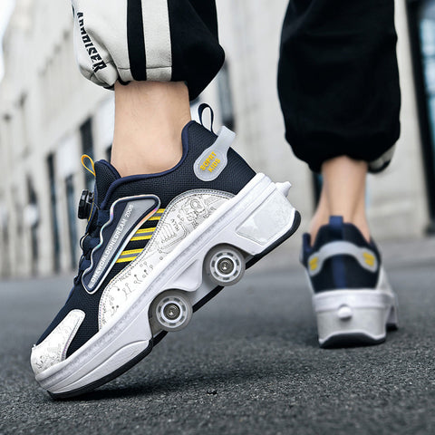 Roller skates, deformable shoes, four-wheel dual-purpose roller skates, double-row roller skates, ice skates