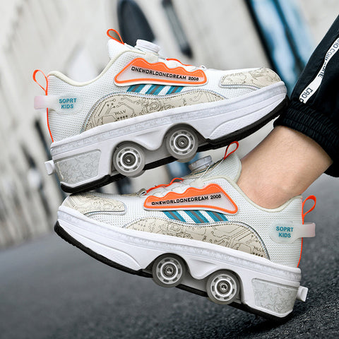 Roller skates, deformable shoes, four-wheel dual-purpose roller skates, double-row roller skates, ice skates