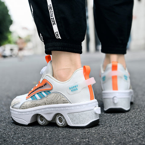 Roller skates, deformable shoes, four-wheel dual-purpose roller skates, double-row roller skates, ice skates