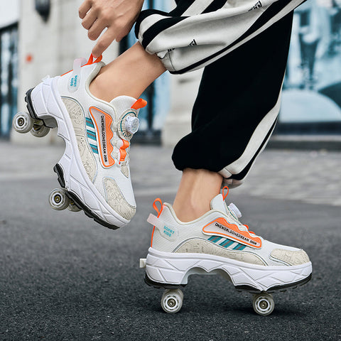 Roller skates, deformable shoes, four-wheel dual-purpose roller skates, double-row roller skates, ice skates