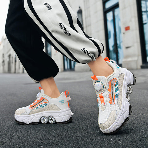 Roller skates, deformable shoes, four-wheel dual-purpose roller skates, double-row roller skates, ice skates