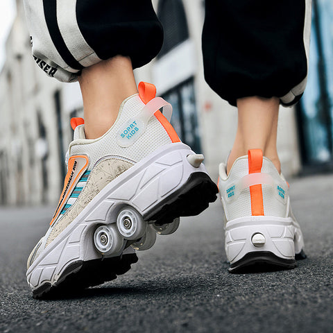 Roller skates, deformable shoes, four-wheel dual-purpose roller skates, double-row roller skates, ice skates