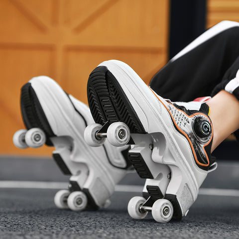 Roller skates, deformable shoes, four-wheel dual-purpose roller skates, double-row roller skates, ice skates