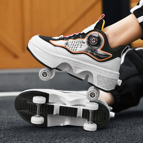 Roller skates, deformable shoes, four-wheel dual-purpose roller skates, double-row roller skates, ice skates