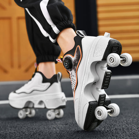 Roller skates, deformable shoes, four-wheel dual-purpose roller skates, double-row roller skates, ice skates