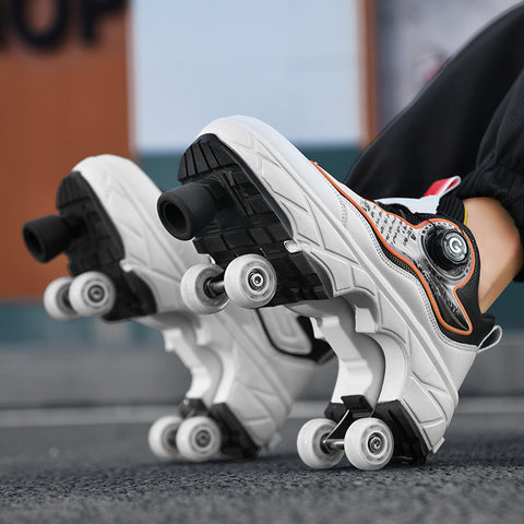 Roller skates, deformable shoes, four-wheel dual-purpose roller skates, double-row roller skates, ice skates