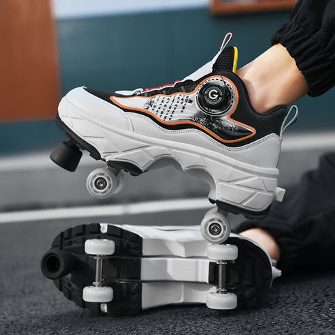 Roller skates, deformable shoes, four-wheel dual-purpose roller skates, double-row roller skates, ice skates