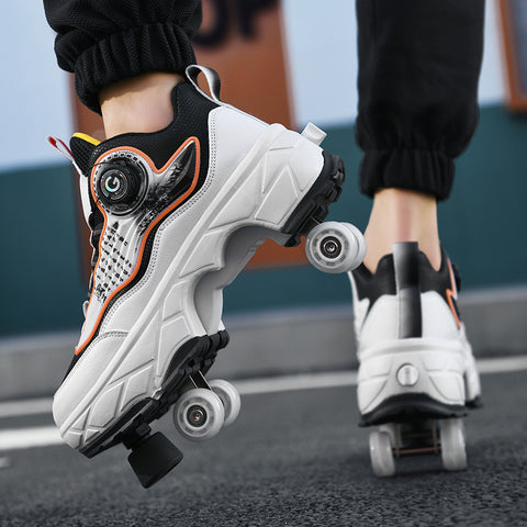 Roller skates, deformable shoes, four-wheel dual-purpose roller skates, double-row roller skates, ice skates