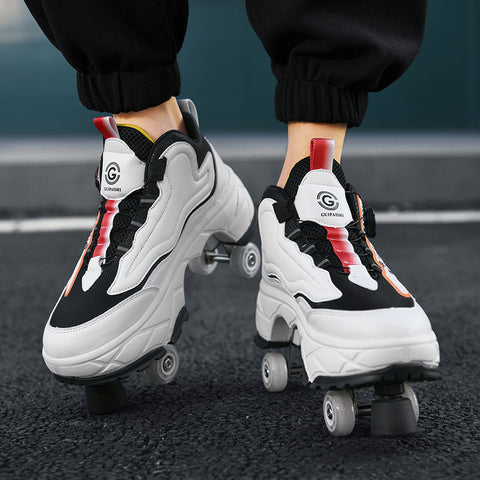Roller skates, deformable shoes, four-wheel dual-purpose roller skates, double-row roller skates, ice skates