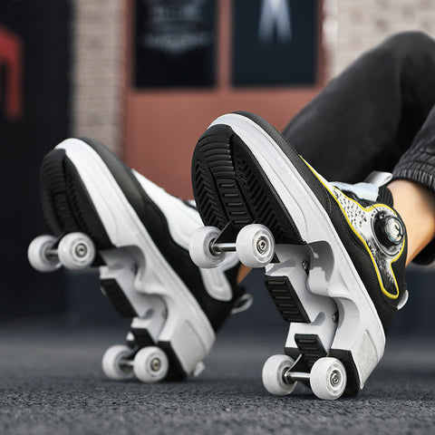Roller skates, deformable shoes, four-wheel dual-purpose roller skates, double-row roller skates, ice skates