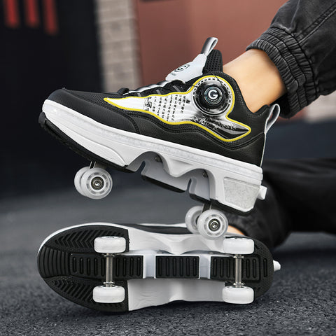 Roller skates, deformable shoes, four-wheel dual-purpose roller skates, double-row roller skates, ice skates