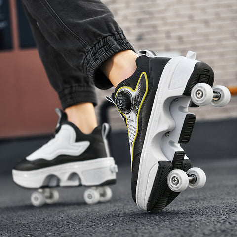 Roller skates, deformable shoes, four-wheel dual-purpose roller skates, double-row roller skates, ice skates